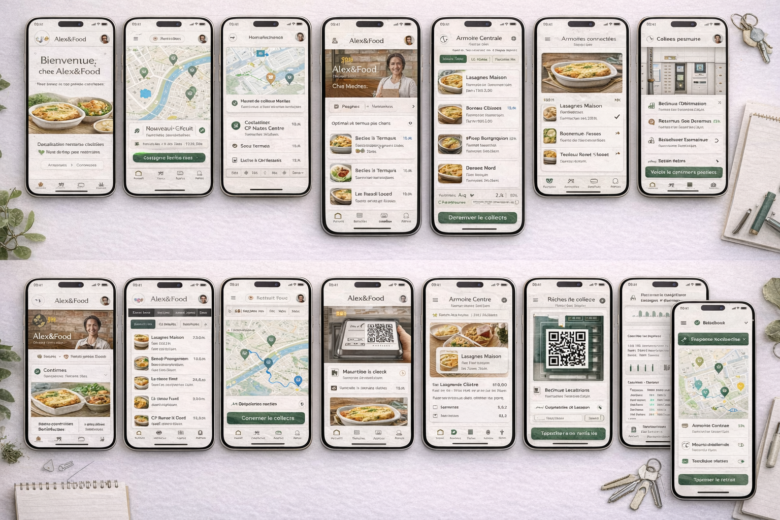 Compilation des interfaces mobiles Alex&Food